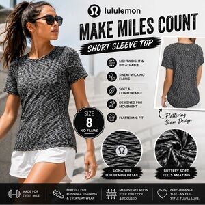 Lululemon Make Miles Count Short Sleeve Shirt Size 8 Spaced Out Dye